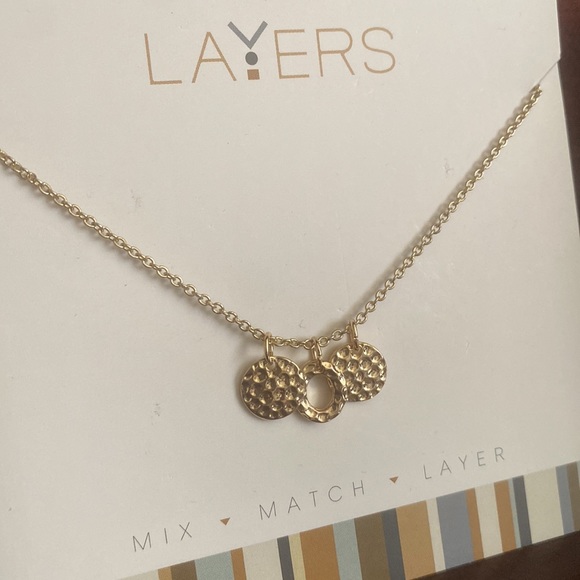 Brand New - Three Textured Circle necklace in Gold - Drawstring Adjuster - Picture 5 of 11